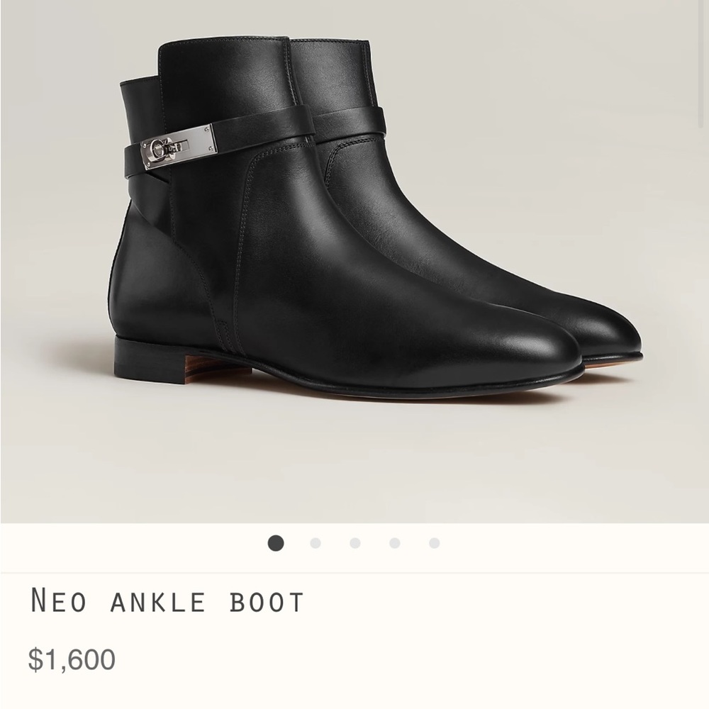 Black Hermes neo ankle boot. Warn once.